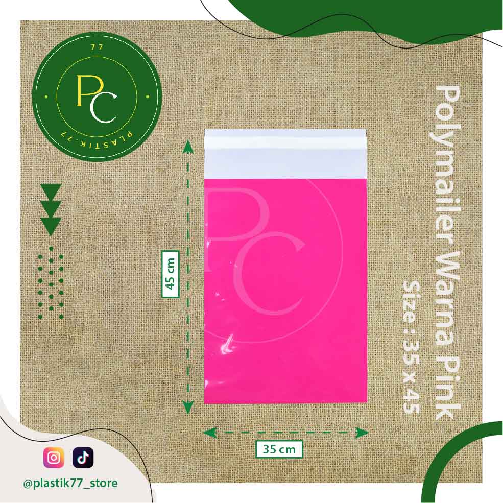 

Plastik Polymailer PE Warna Pink 35x45cm Kantong Packing Barang, 1pack isi 100 lembar PLASTIK POLYMAILER BABY PINK PREMIUM TEBAL Kantong Amplop Packing Olshop Warna Perekat Custom Poli