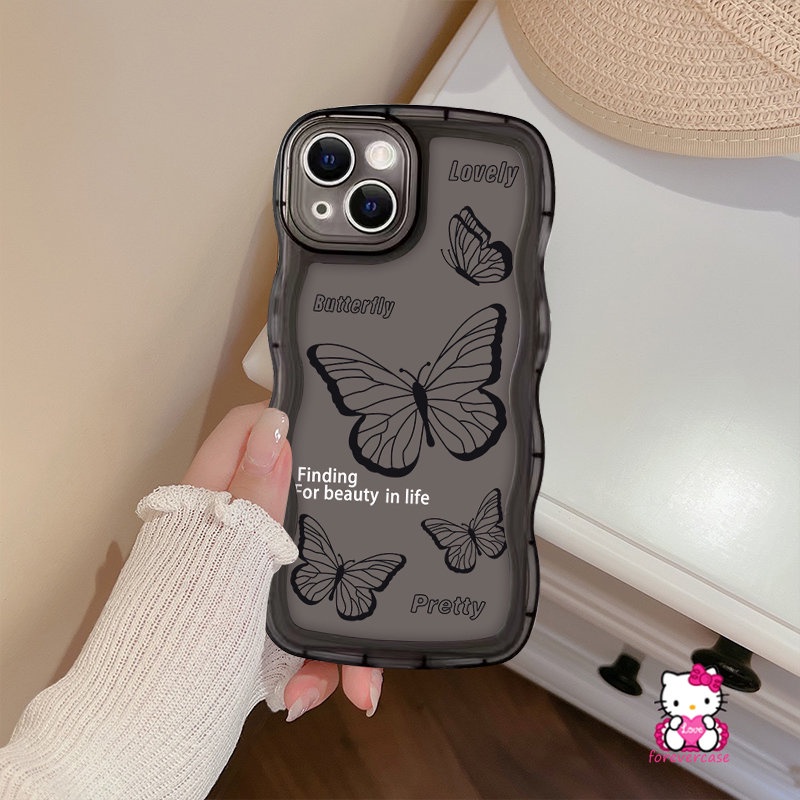 Ins Retro Kupu-Kupu Wavy Edge Case Realme C53 C21Y C25 C15 C11 5 6i 5s 5i C3 C1 C35 C12 C25Y C20A C20 C3 C25s Soft TPU Case Full Cover Pelindung