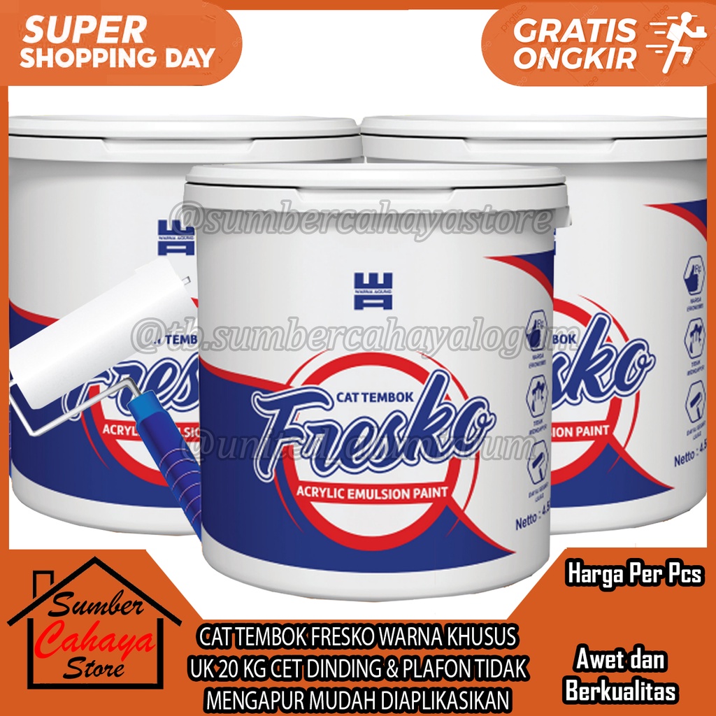 CAT TEMBOK FRESKO UK 20 KG WARNA KHUSUS CET DINDING & PLAFON PELAPON PLAPON PELAFON RUMAH TIDAK MENG