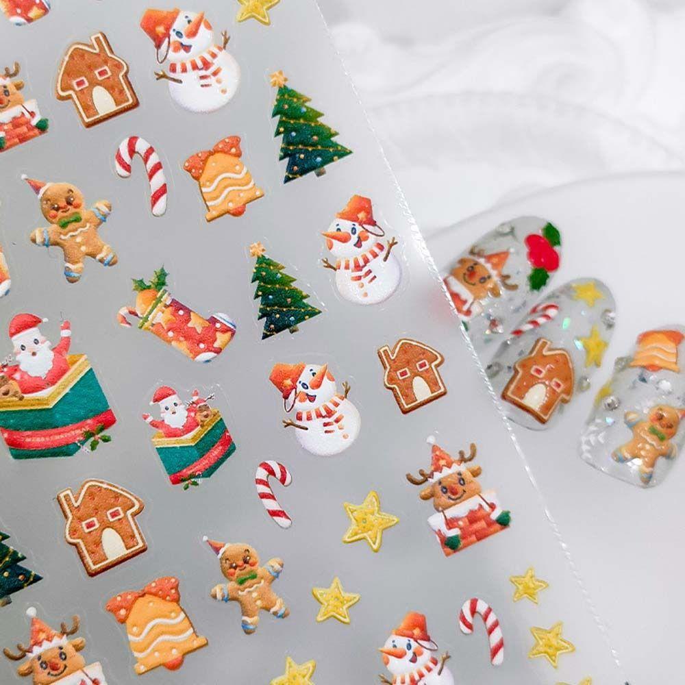 AUGUSTINA Agustina Stiker Kuku Natal Fashion Manicure Aksesoris Pohon Natal Snowman Nail Art Dekorasi