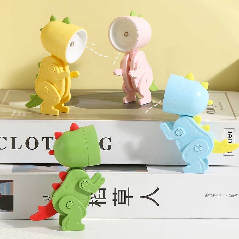 Lampu Meja Led Lipat Mini Bentuk Dinosaurus Kreatif DIY