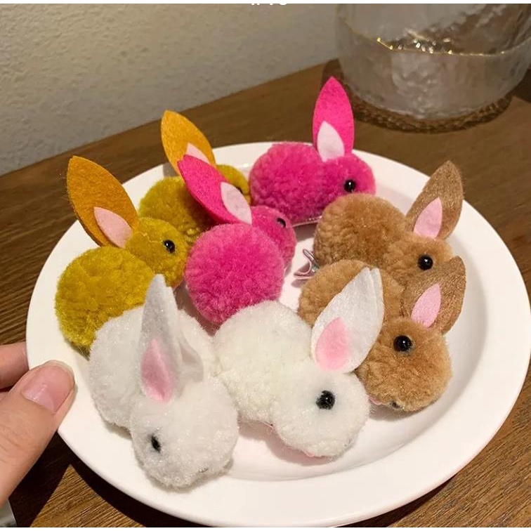 Jepit Rambut Bentuk Kelinci Bahan Karet Gaya Korea Untuk Anak Perempuan S -Doo