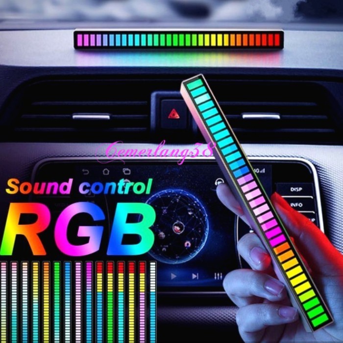 Lampu LED RGB bar strip Rhythm Light Sync Music sound control 32bit Standard Hitam Non Battery