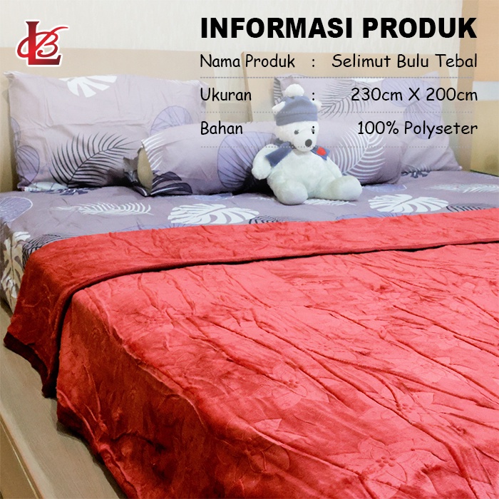 Selimut Bulu Embos Polos Jumbo Size 230x200cm Dewasa Pria Wanita Bahan Polyester Premium Perlengkapan Kamar Tidur Import - CS-1100 - ComfortHomes