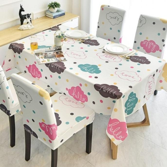 Taplak Meja Makan Set Cover Sarung Kursi Makan 4 Kursi