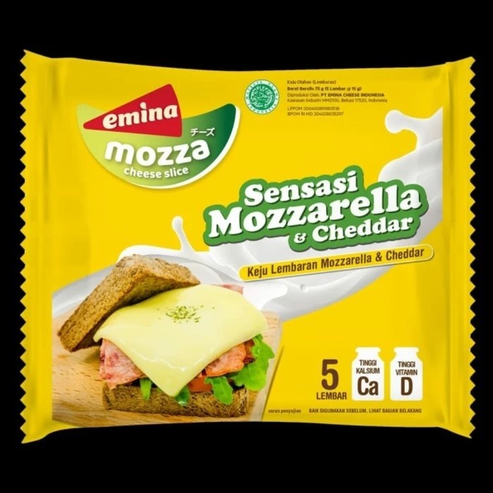 

T0P EMINA CHEESE SLICE KEJU LEMBARAN MOZZA / CHOCO / CHEDDA 75 GRAM NICE