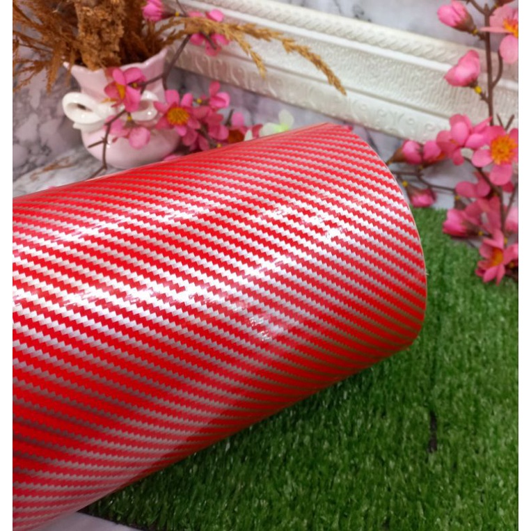 Sticker Skotlet Carbon/ Stiker Karbon Merah Silver