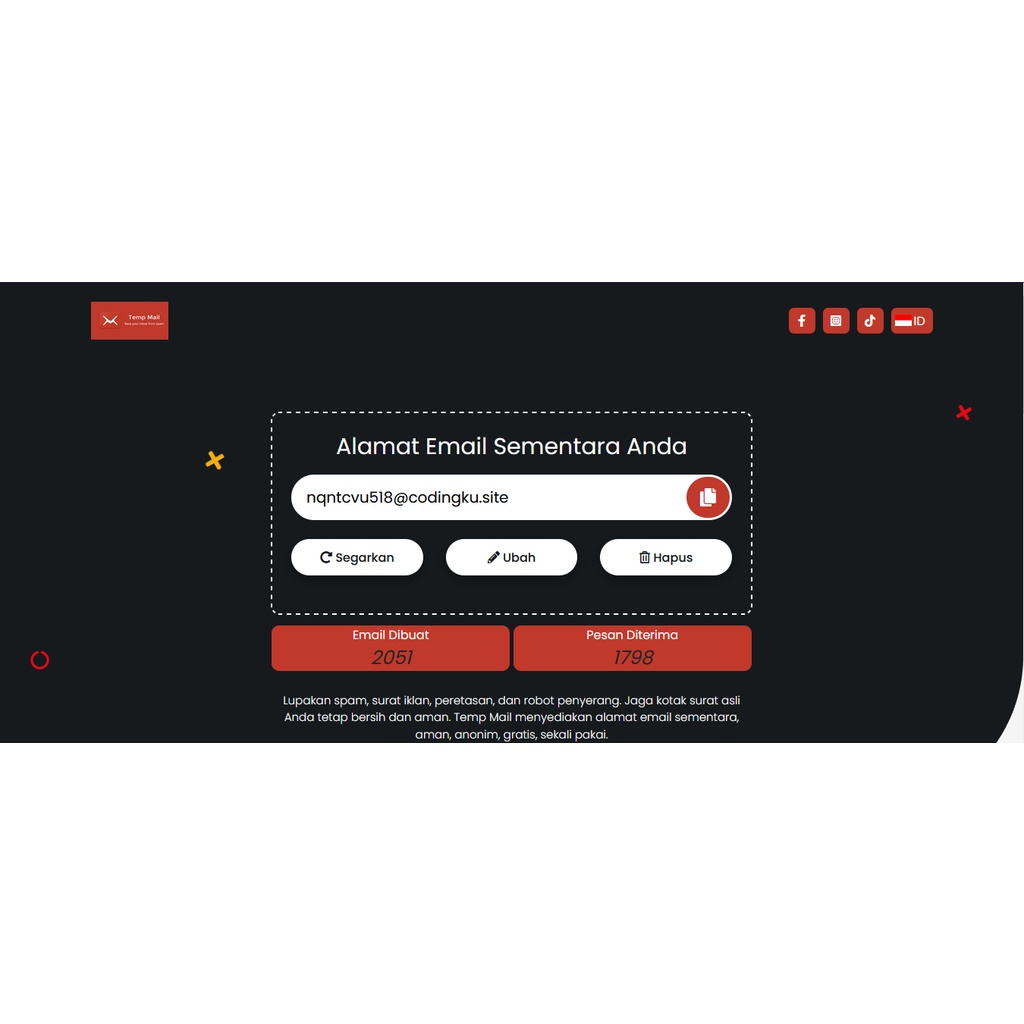 Aplikasi Temporary Mail Berbasis Website - Laravel