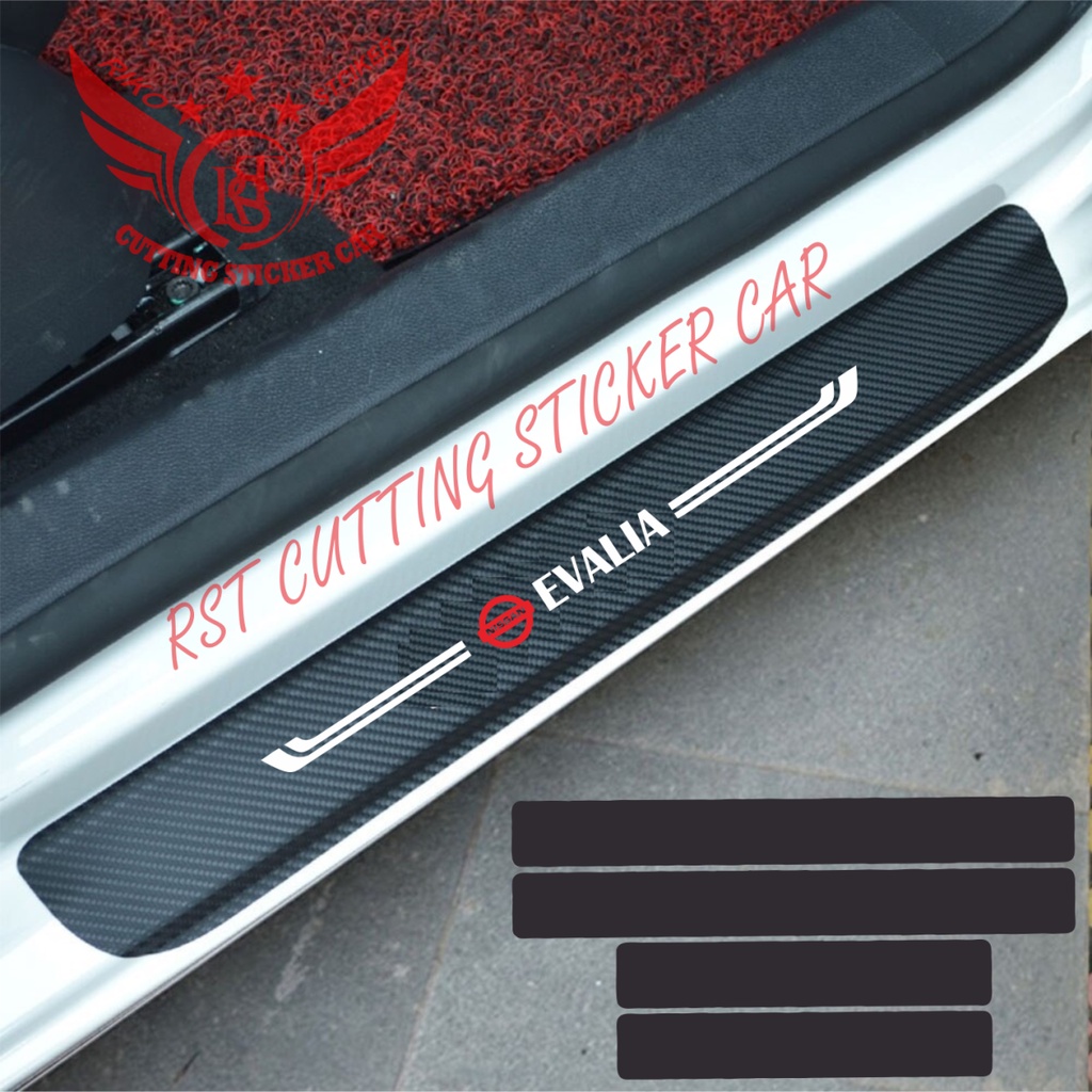 4 pecs stiker mobil evalia carbon 3D stiker pengaman pintu mobil nissan evalia juke livina
