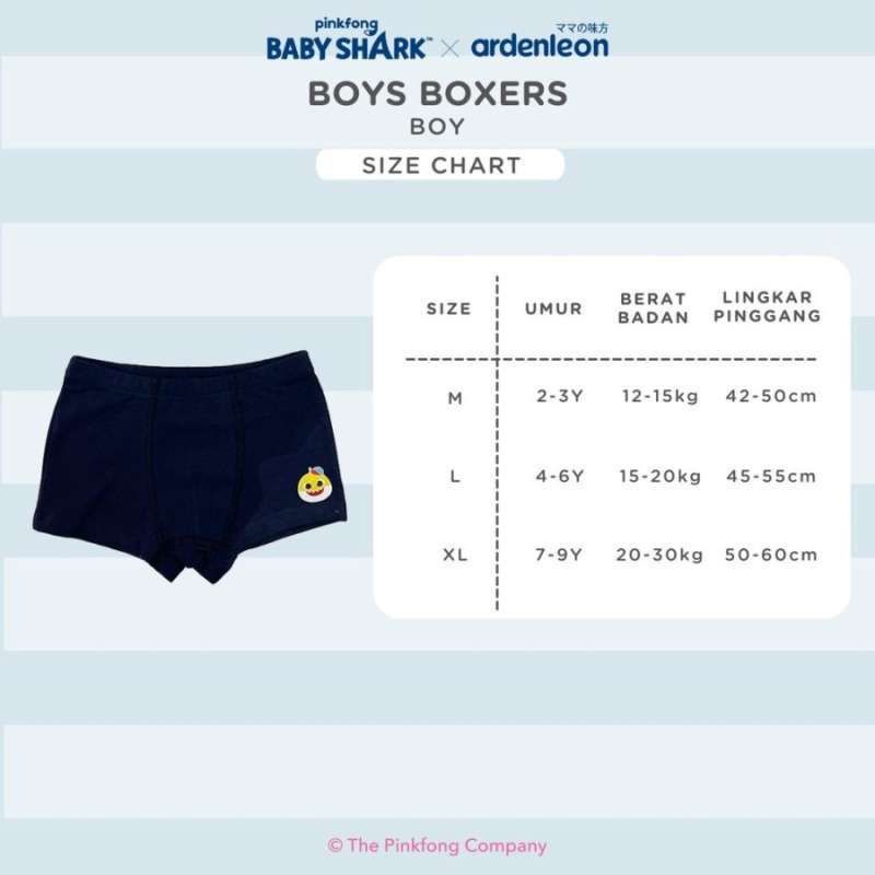 Ardenleon Pinkfong Shark Boys Boxers Celana Dalam / Pakaian Dalam Anak