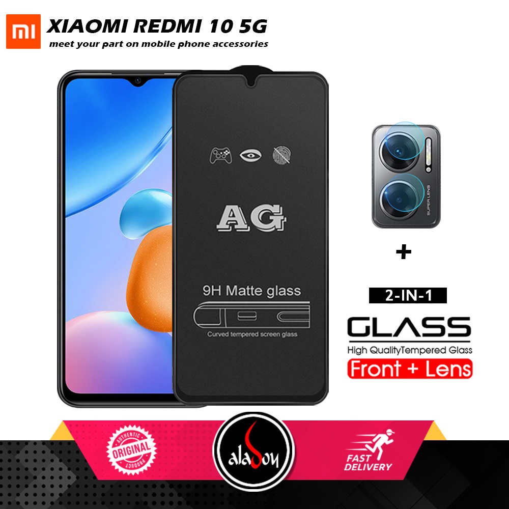 Xiaomi Redmi 10 5G PAKET 2IN1 Tempered Glass Matte Anti Glare Full Layar dan Tempered Glass Kamera