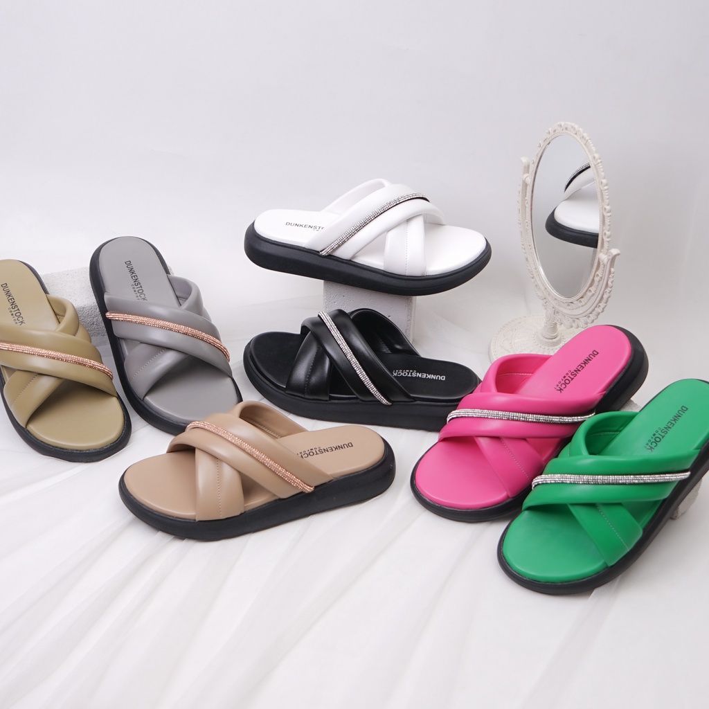 DUNKENSTOCK TIPE MONIC Sandal wedges wanita casual sendal cewek ban dua silang kekinian