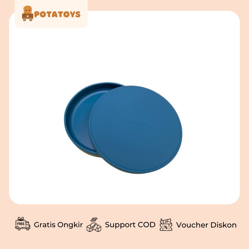[ Potatoys ] Premium Silicone Plate With Lid / Piring Makan MPASI Anak Piring Silikon + Tutup