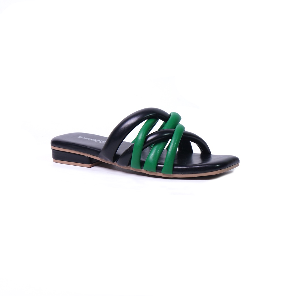 Dunkenstock ANNA Sandal selop wanita tinggi 3 cm sendal flat cewek kekinian model tali kepang