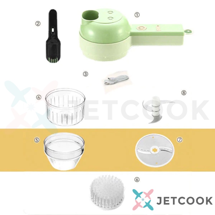 JetCook Blender Portable Multifungsi USB Alat Potong Sayur Bumbu Dapur Praktis Food Chopper Sikat Elektrik