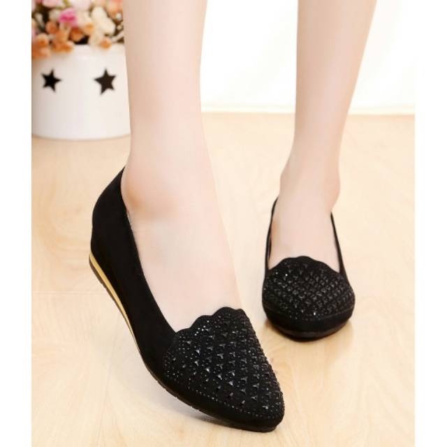 ABBUSHOES  Js 09 Sepatu Kerja Model Wedges Untuk Wanita 3cm