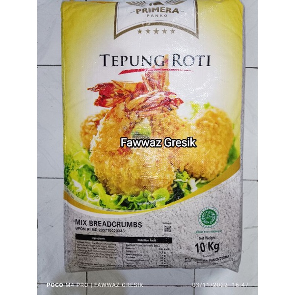 Tepung Roti Primera Panko Mix Breadcrumbs Panir 10kg / 1 Zak Ball Karung GROSIR