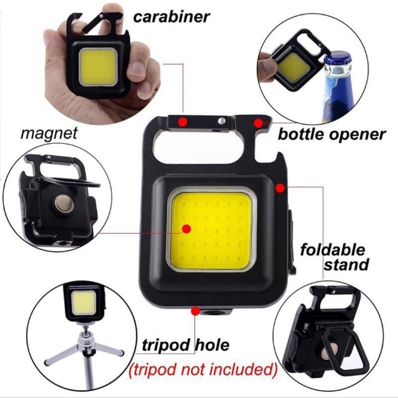 Lampu Mini LED Keychain COB Light Gantungan Kunci Senter Camping