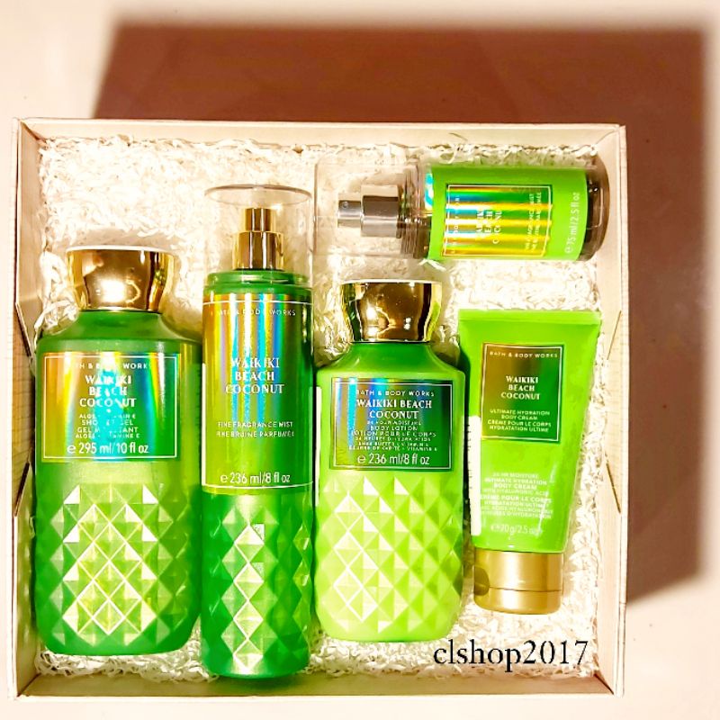 BBW WAIKIKI BEACH COCONUT GIFT SET PAKET BATH &amp; BODY WORKS