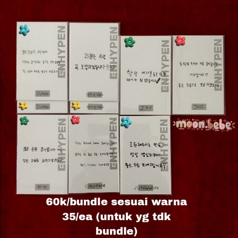 [BACA DESK] Card memopad enhypen sunoo, heeseung, ni-ki, sunghoon, jungwon, Jake, jay