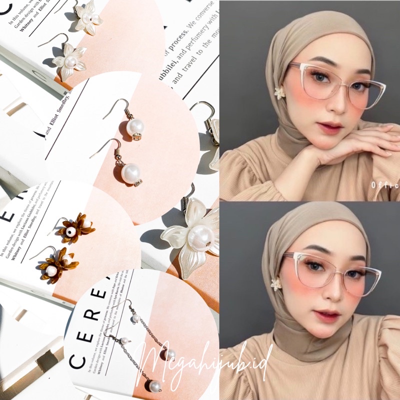 anting bunga mutiara hijab atau non hijab ( 1 pasang )