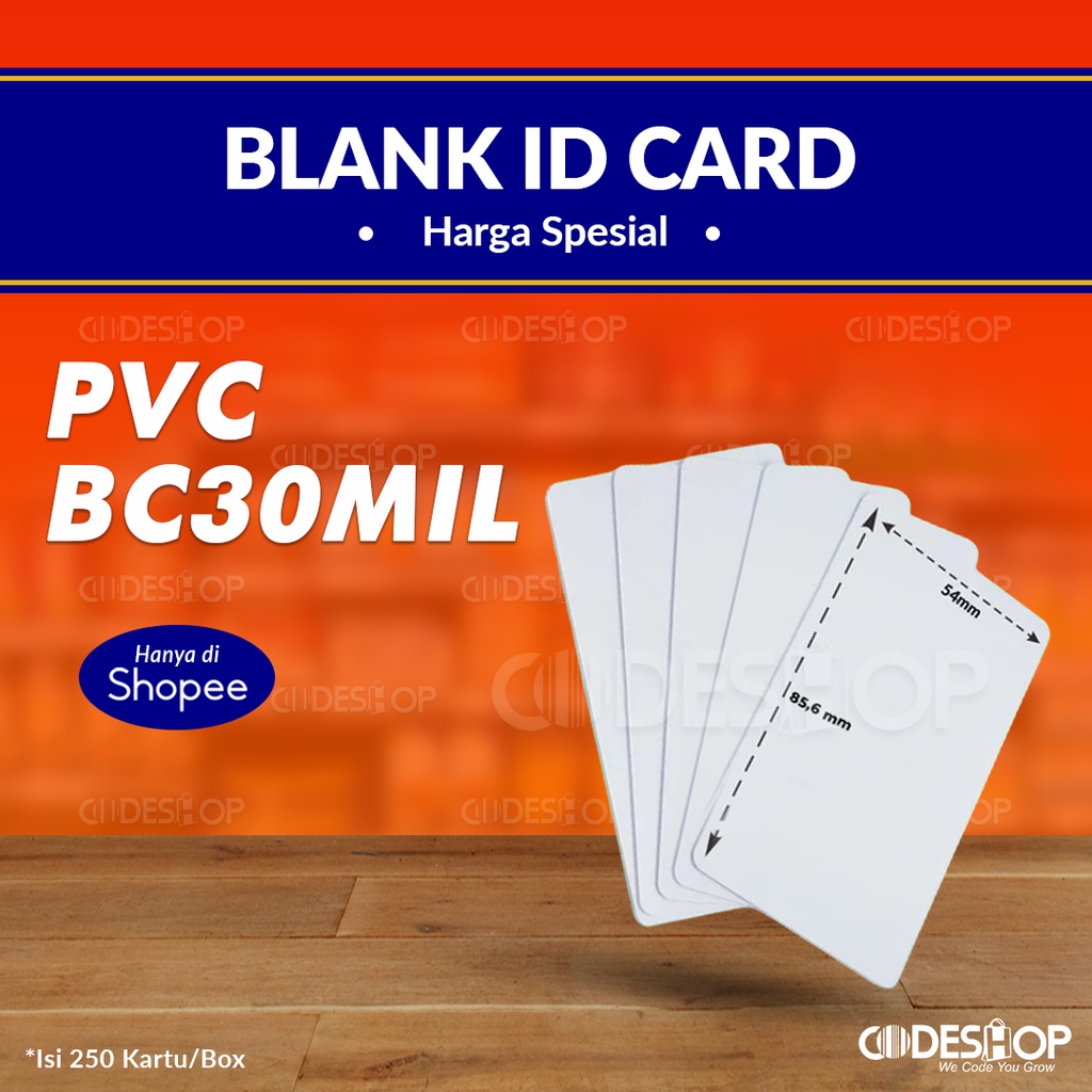 Kartu PVC Blank Card P-CARD | BC30MIL Id Card Polos Isi 250 pcs