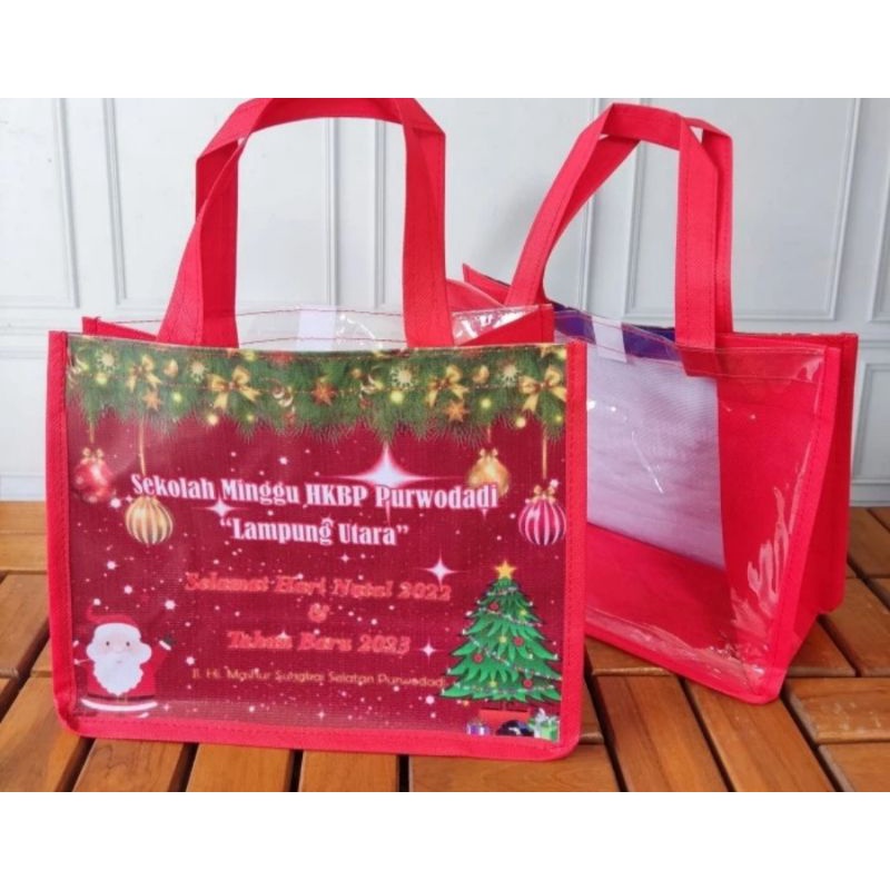 tas souvenir natal custom nama gereja/tas natal mika custom
