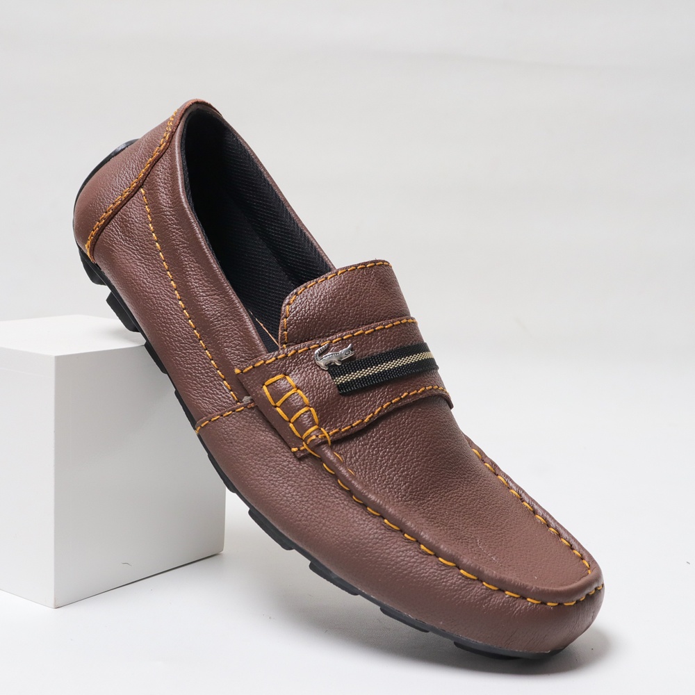 Sepatu pria slip On crocodile Kulit Sapi Asli formal semi formal PREMIUM quality cokelat