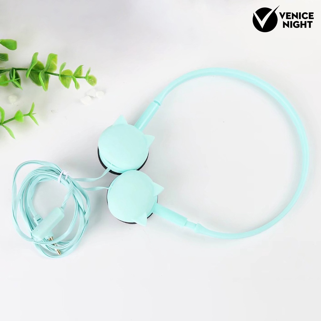 (VNEP) (Berkabel) Headset dengan Mic Kartun Desain Headphone Musik Stereo untuk Ponsel Pintar