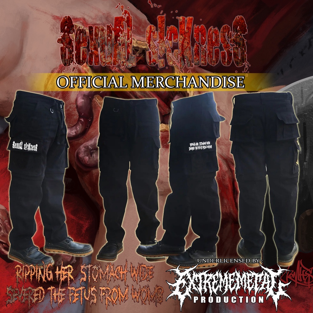 ORIGINAL Long Pants Cargo SEXUAL SICKNESS - severed the fetus from womb - White