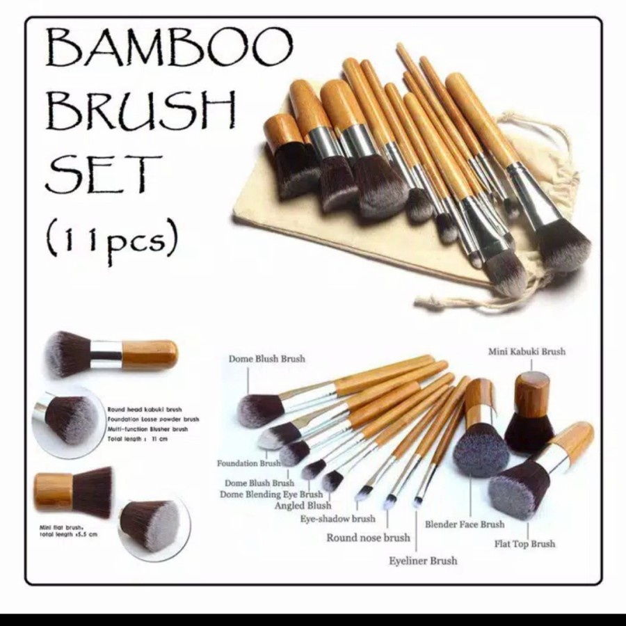 LT- KUAS PREMIUM KABUKI SET BAMBOO WOODEN KUAS MAKE UP / BRUSH WOOD