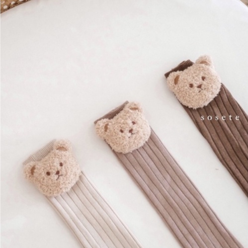 Little Sosete Teddy Bear Knee Socks - Kaos Kaki Bayi Teddy Lucu Newborn Socks Kaus Baby  Photoshoot