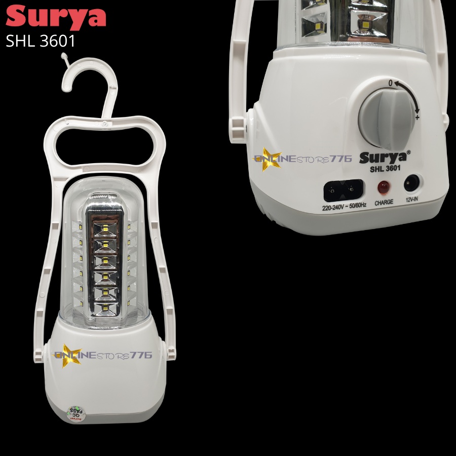 Lampu Emergency Petromak Bima Emergency SURYA SHL 3601 SMD 36 LED Lamp Light Led with Dimmer Switch Rechargeable 4 Hours