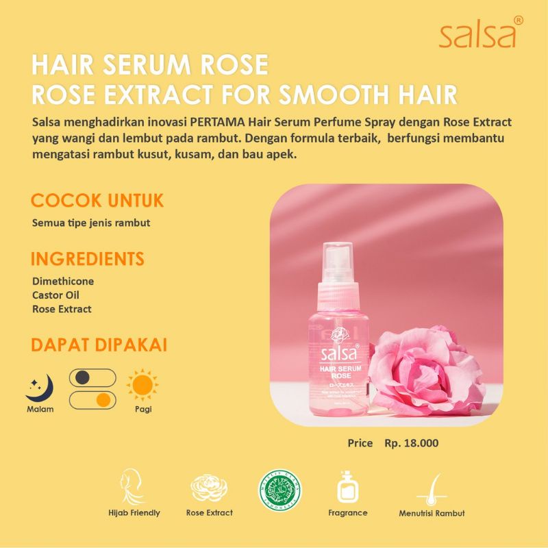 Salsa Hair Serum Rose Spray | Keratin Repair | Growth | Serum Rambut | Salsa Hair Serum All Series