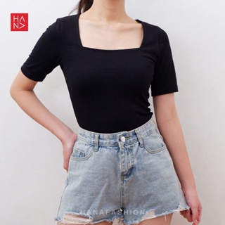 Image of [S - 3XL] HanaFashion - Martina Basic Kaos T-Shirt Crop Top Murah Wanita / Crop Top Korea - TS177