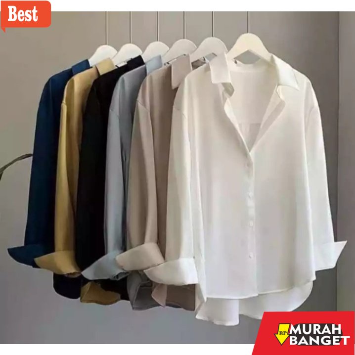 atasan wanita terbaru 2022 KEMEJA POLOS WANITA LENGAN PANJANG  KEMEJA FLANEL WANITA ATASAN WANITA IM