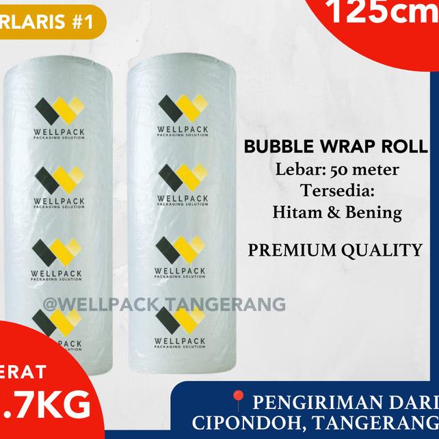 

Bubble Wrap Roll 125cm x 50m Hitam & Bening (Ekonomis) Wellpack MP GMP - Hitam, 2.4KG