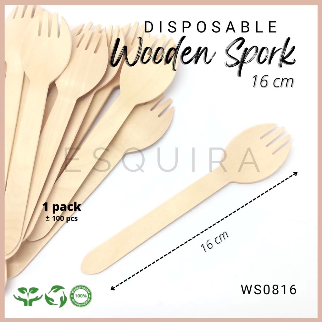 Wooden Spork / Garpu Cake / Garpu Kayu 16 Cm / 100 Pcs / WS0816