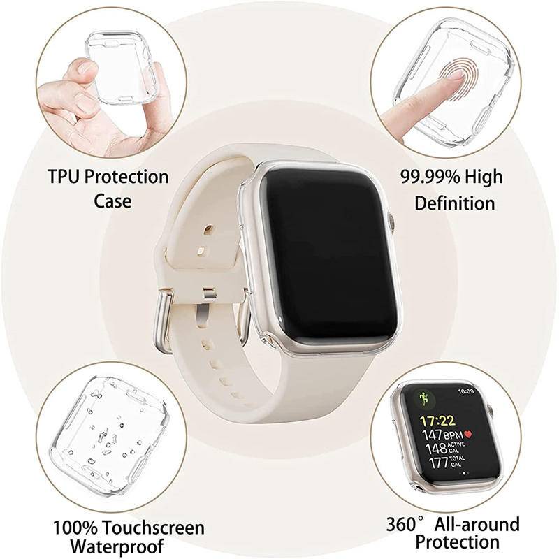 Soft Case TPU Transparan Cover Apple Watch Seri 8 7 6 5 4 3 2 1 SE SE2 49mm 45mm 41mm 42mm 40mm 38mm