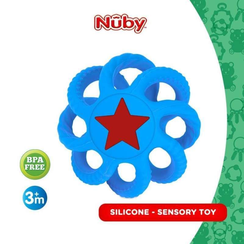 ori original nuby collapssible collapsible ball silicone teether rattle bola teething silikon gigit gigi latihan tumbuh mainan hadiah kado ultah bayi baby newborn toddler kids toy toys empuk sensory play edu fun edutoy montessori motorik genggam arm train