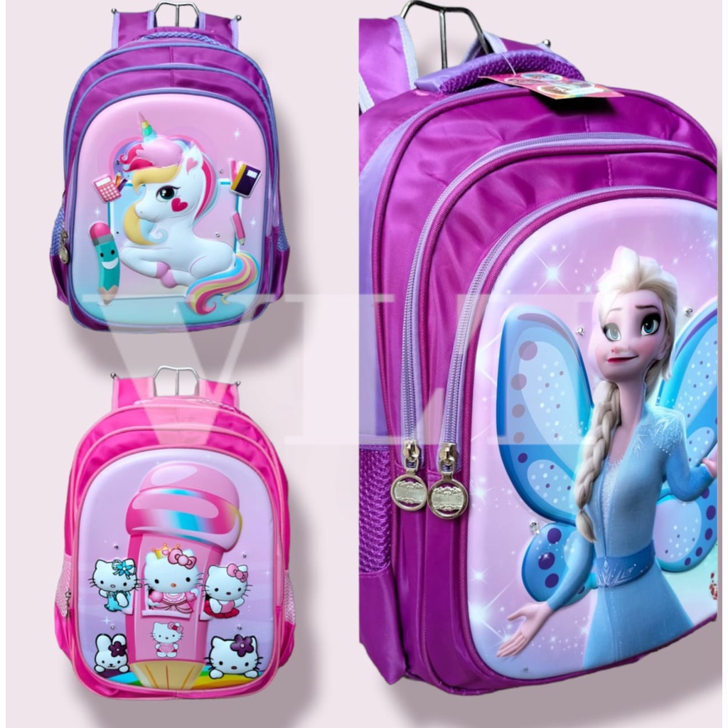 Tas Ransel Backpack Sekolah Anak Perempuan Karakter LED Frozen Hello Kitty