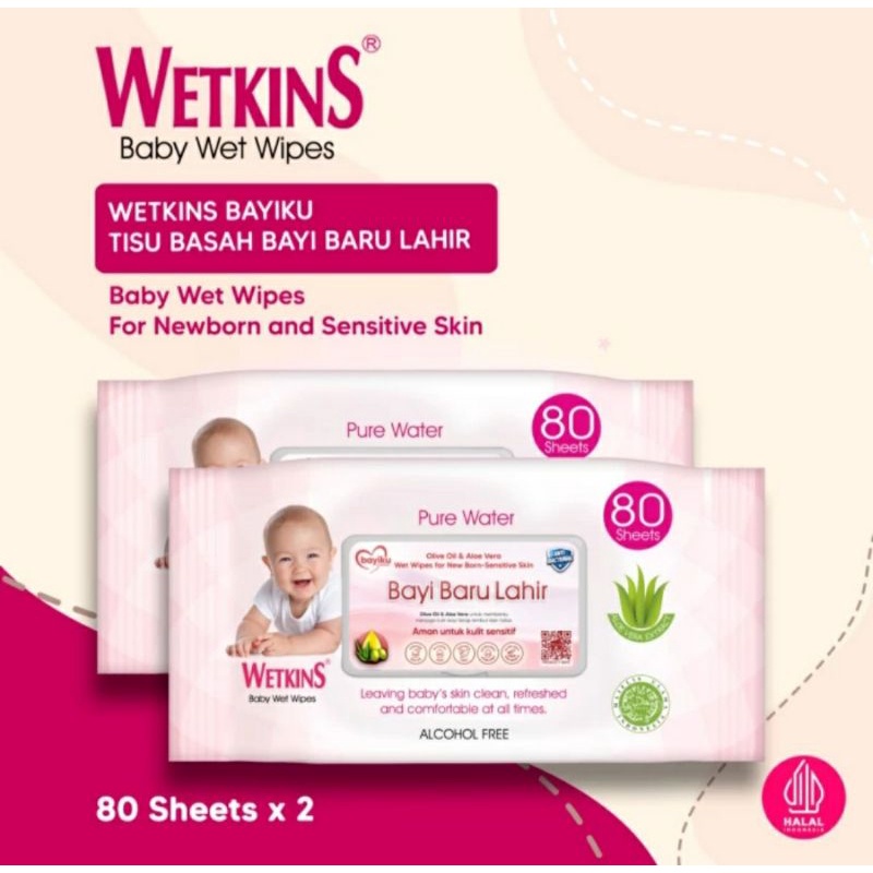 BUY 1 GET 1 Wetkins BAYI BARU LAHIR Tisu Basah Bayi Baru Lahir Bayiku