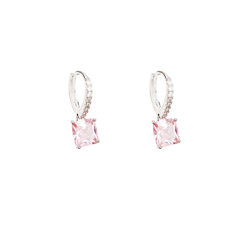 Anting Tusuk Sterling silver 925 Dengan Batu Zircon Pink Untuk Wanita