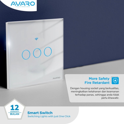 AVARO SMART SWITCH 1 / 2 / 3 GANG Saklar pintar WALL LIGHT WIRELESS