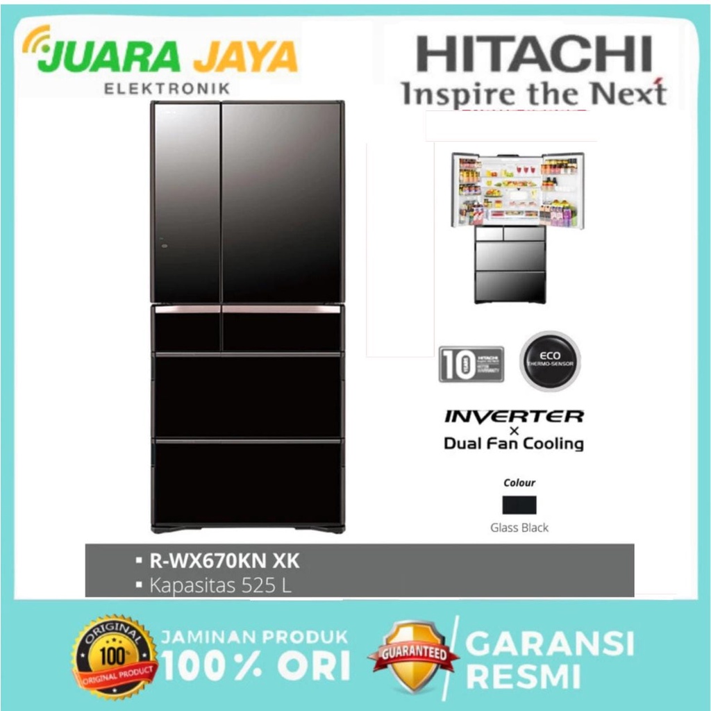 Jual KULKAS HITACHI RWX670KN XK (BLACK) Japan Series Kapasitas