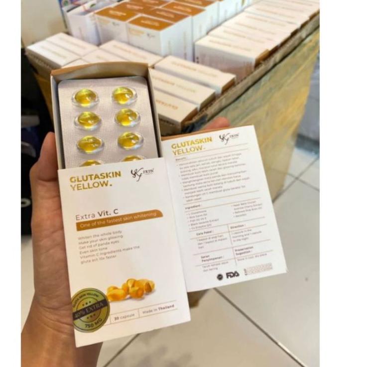 PROMO Glutaskin Yellow dosis 750 mg Lc Beauty Original Bpom Kapsul Pemutih ☼ 894