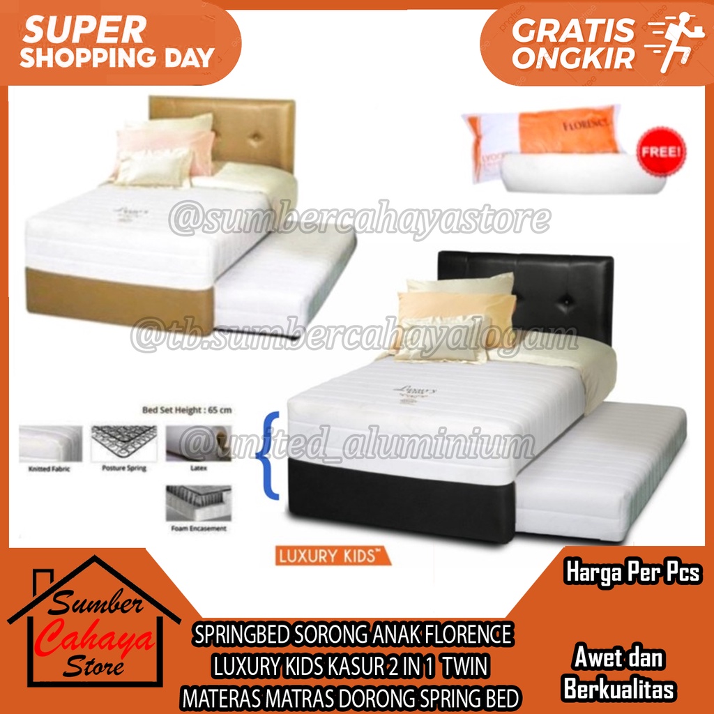 SPRINGBED SORONG ANAK FLORENCE LUXURY KASUR 2 IN 1 UK 120x200 TWIN MATRAS SPRING BED DORONG TWIN SOD