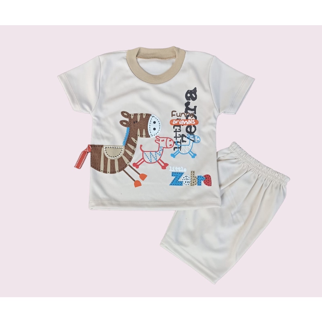 UBAYSHOP11 Pakaian Baju Bayi Cowok Lengan Pendek Kaos Oblong Bayi Anak Full Warna Usia 3-15 Bulan Motif zebra