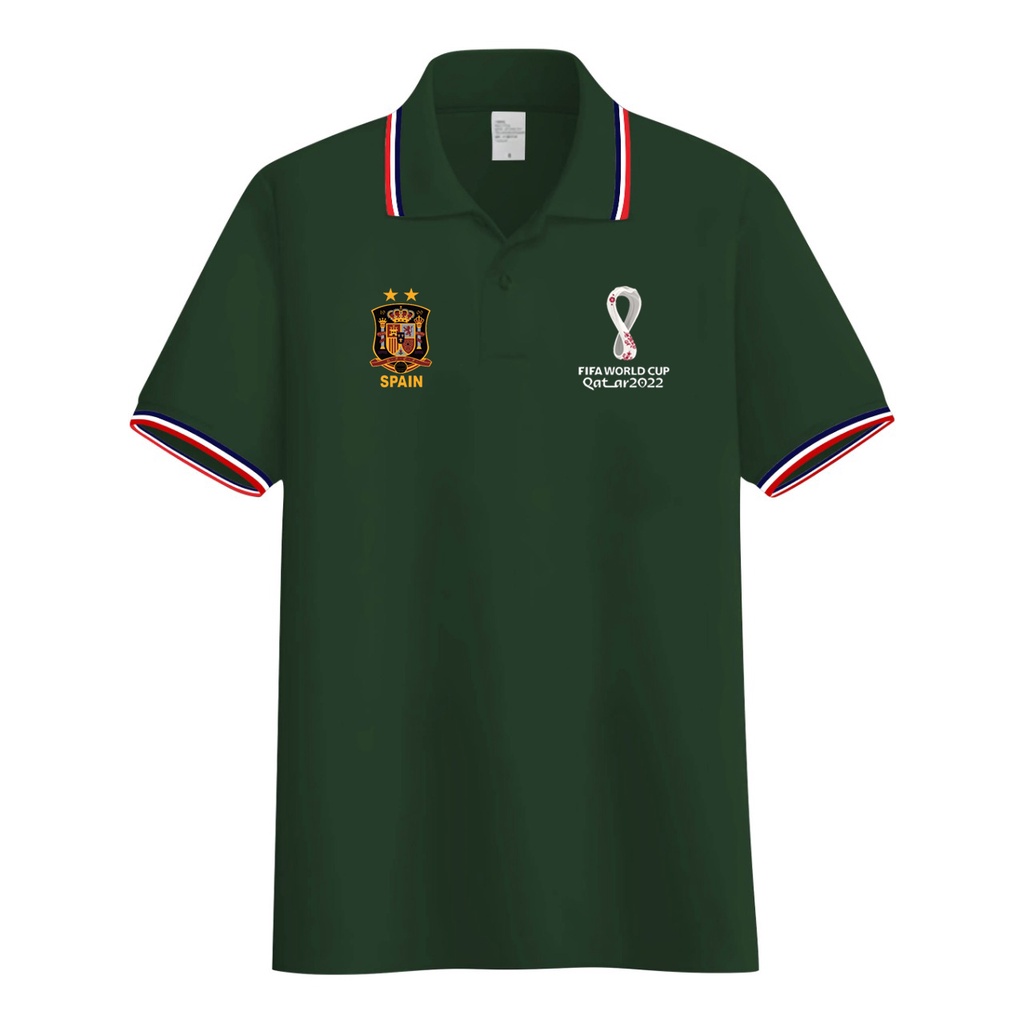 MALVARO-Kaos Polo Shirt Pria Logo Piala Dunia 2022 / Polo List / Baju Kerah / Polo Spain