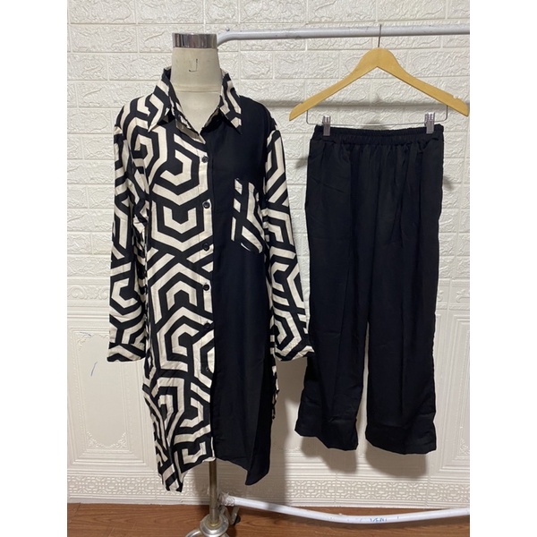 STELAN TUNIK RAYON EXTU JUMBO XXL MUSLIM KANCING MOTIF ZARA MURAH GROSIR MODELLANO